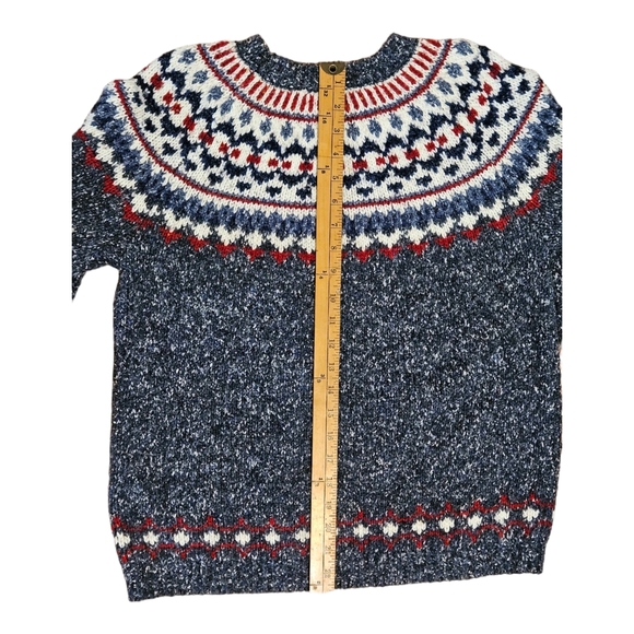 Vintage St Johns Bay Women's Sz L Medium Sweater Fair Isle Blue Wool Nordic - Picture 3 of 5
